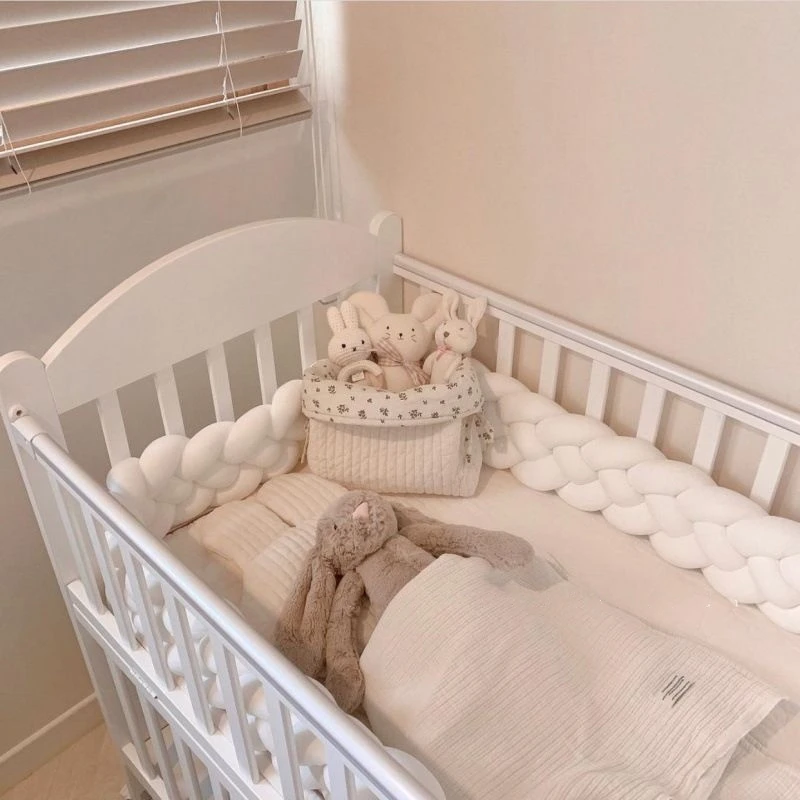 

2M Baby Bed Bumper 4 Strands Knotted Braided Bumper Crib Bumper Cotton Knot Pillow Crib Protector Baby Room Decoration Newborn