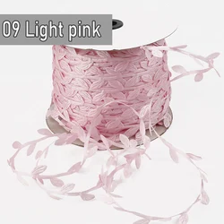 Silk Leaf - Shaped Green Ribbon Trim for DIY Decorations and Crafts (09 Light pink)