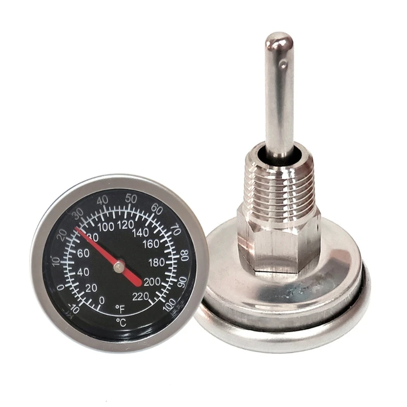 

Dial Thermometer 1/4 NPT Thread Joint Stainless Steel Temperature Meter Gauge -10-100℃/0-220ºF for Boiler Tea Pot Kettle