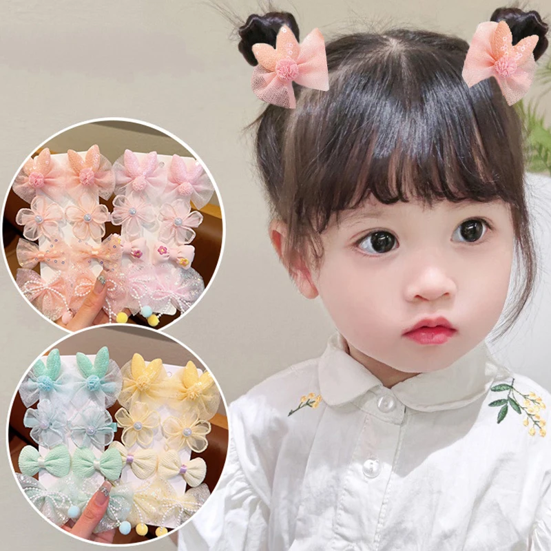 

8Pcs Children's Bow Hairpin Princess Girls Hair Bangs Clip Baby Hair Pin Hair Accessories Does Not Hurt Hair Headdress Suit