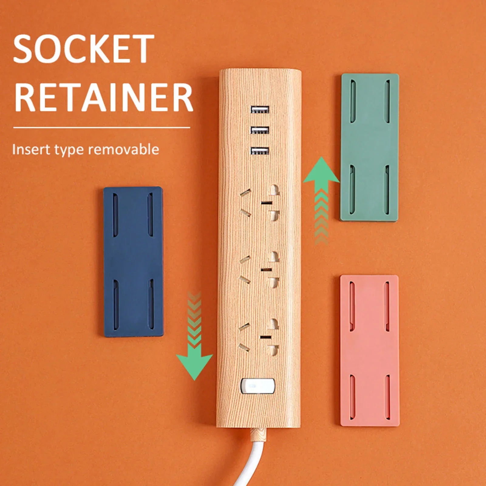 Description Picture 3 of itemSocket Holder Fixer Patch Wall Mounted Self-Adhesive PowerStrip Fixator Punch-free Plug Socket Organizer Multi-Purpose Hooks