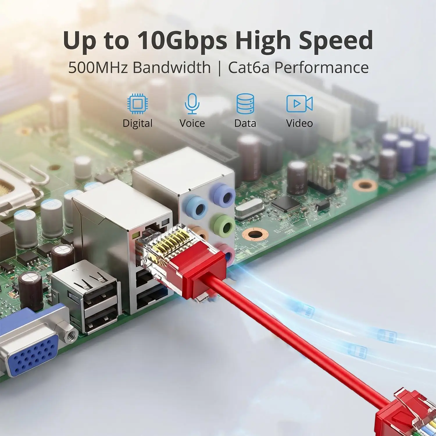1-10Pcs Cat6A 슬림형 짧은 이더넷 케이블 10Gbps CAT 6A 홈 오피스 용품용 고속 UTP 이더넷 패치 네트워크 케이블