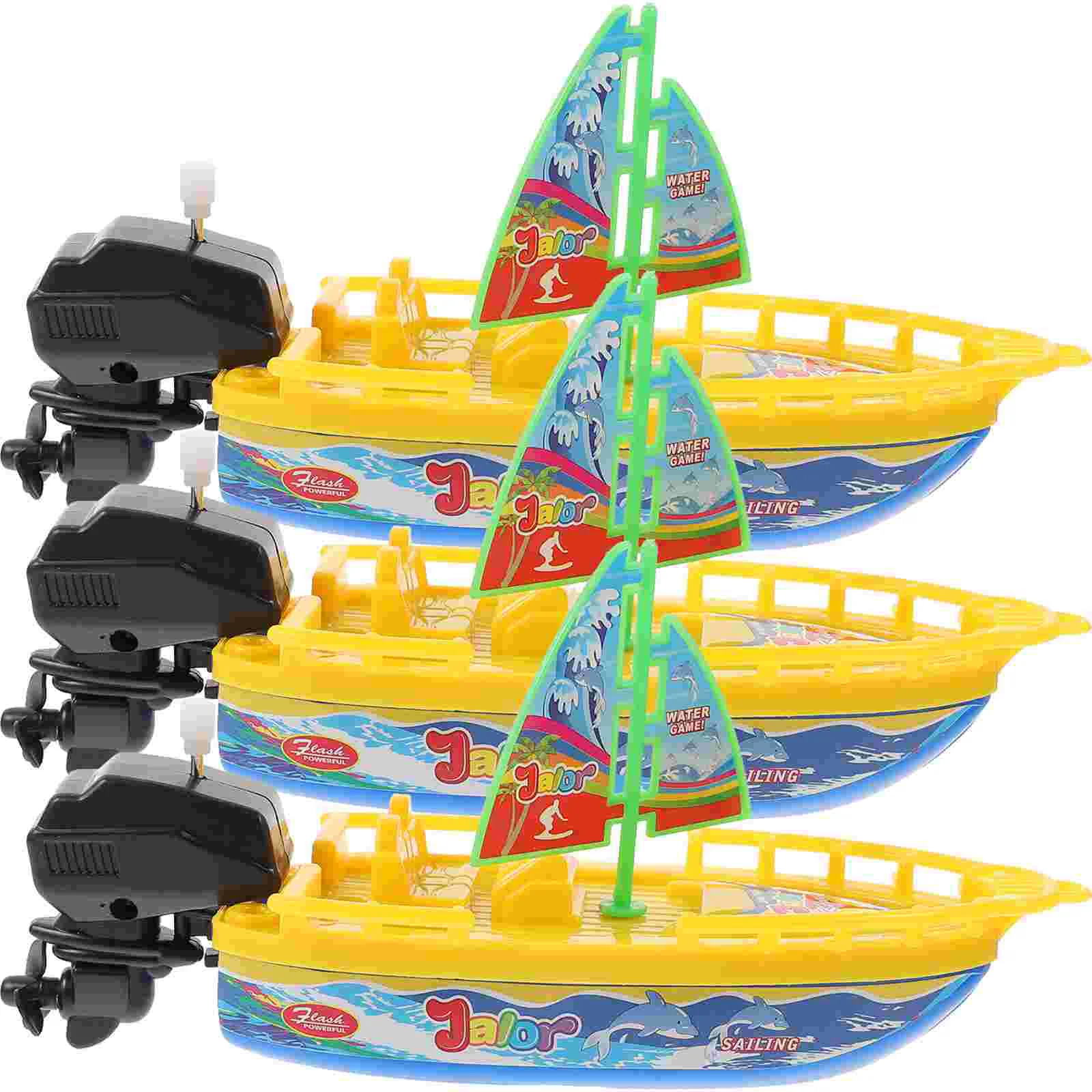 

3 Pcs Take Bath Toys Clockwork Boat Toddler Floating Plastic Ship Swimming Pool