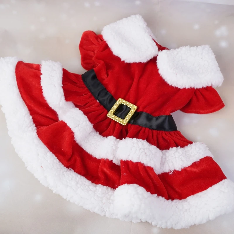 Dog Costume Set Dog Coats Dog Christmas Costume Puppy Dress Santa Claus Pet Clothes Velvet Skirt Winter Outfit For Small Medium Dogs Cats Warm Coat Xmas