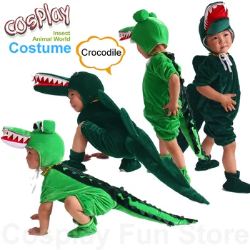 Children's Cosplay Crocodile Costume Kids Party Jumpsuits Performance Alligator Plays Animal Cartoon Stage Onesie Dancing Dress 1