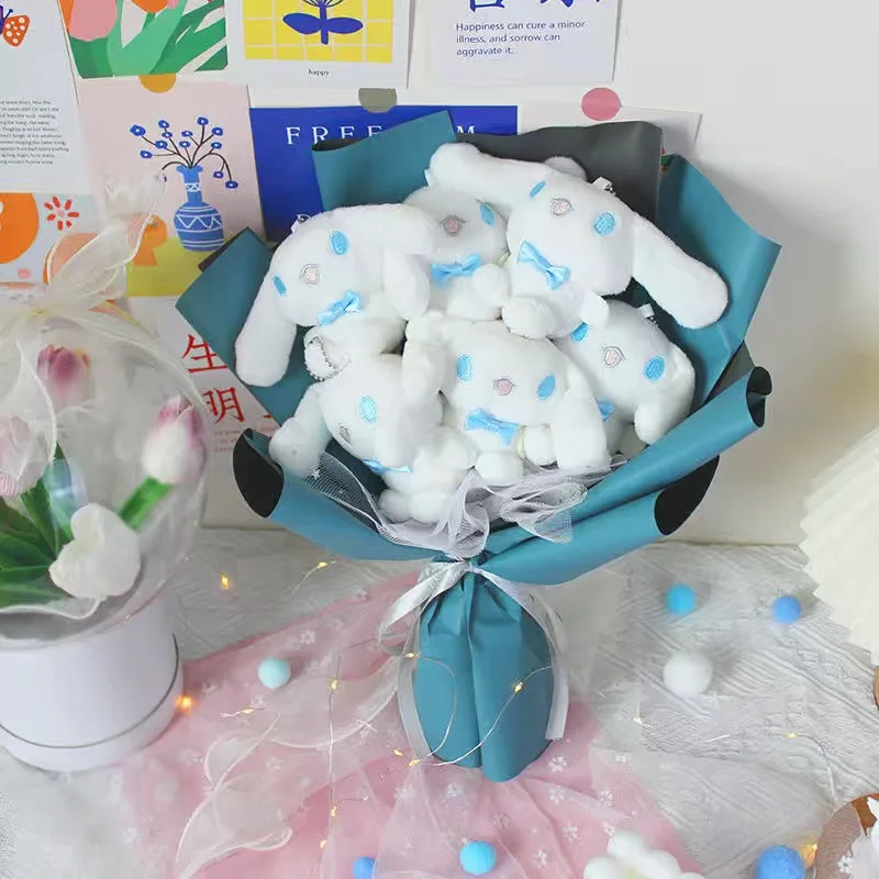 

Sanrio Anime Kawali Hello Kitty Plush Kuromi Pom Pom Purin Cinnamoroll Bouquet Stuffed Doll Girl Xmas Graduation Birthday Gift