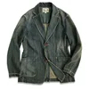 Amekaji Wear Clothes Men Cotton Striped Denim Casual Suit Jacket Retro Washed Distressed Niche Good Quality 1