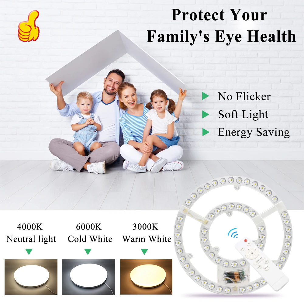 Led Panel 220V Ceiling Light Replacement Led Module Dimmable 60W Round Circle Light Panel Board Module for Ceiling Fan Lights led light led ceiling light led panel ceiling light module