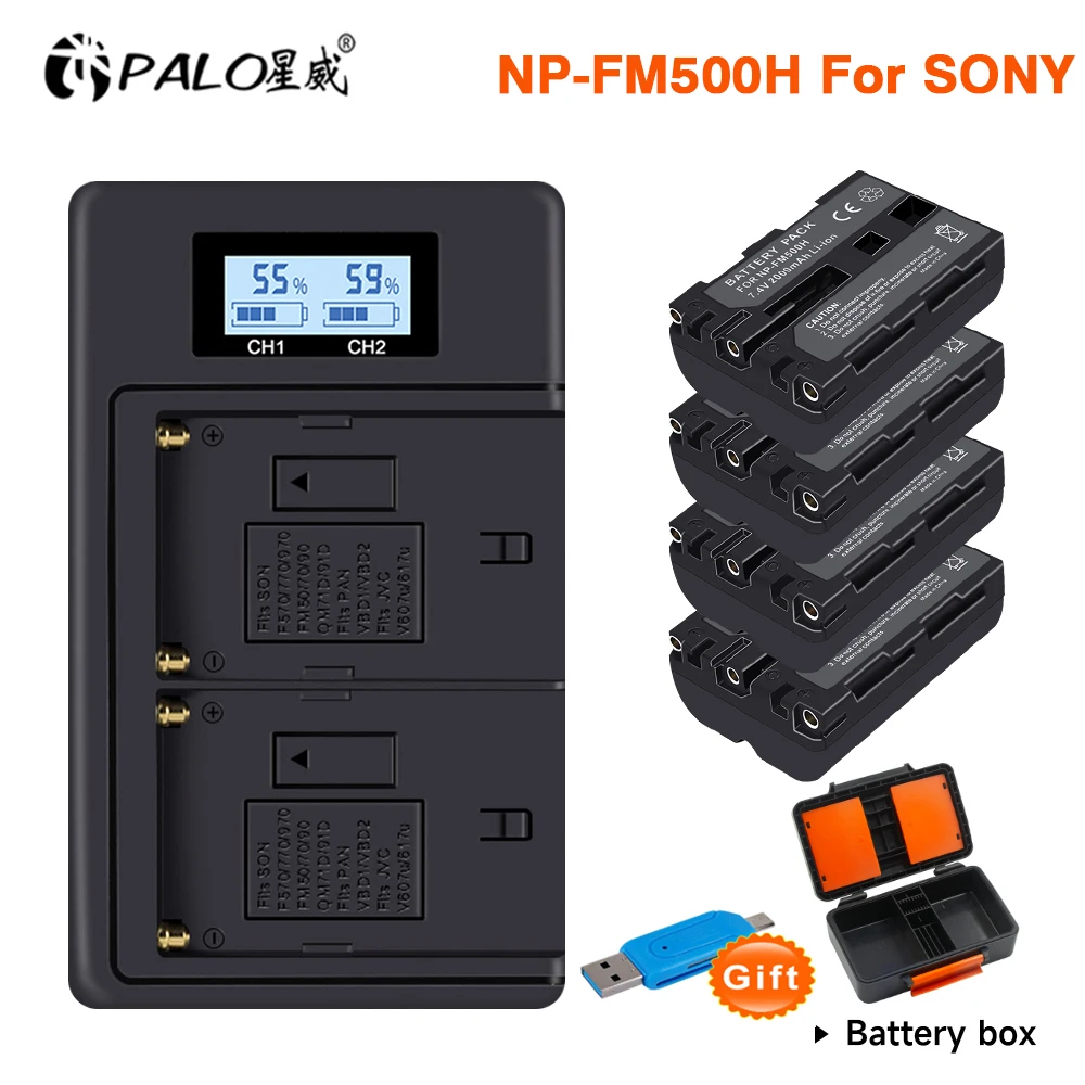 Np-Fm500H Npfm500H Np Fm500H Batteria + Caricatore Usb Lcd Per Sony A57 A58 A65 A77 A99 A550 A560 A580 L50 Slt-A68 Ila77 Slt-A77 Ii
