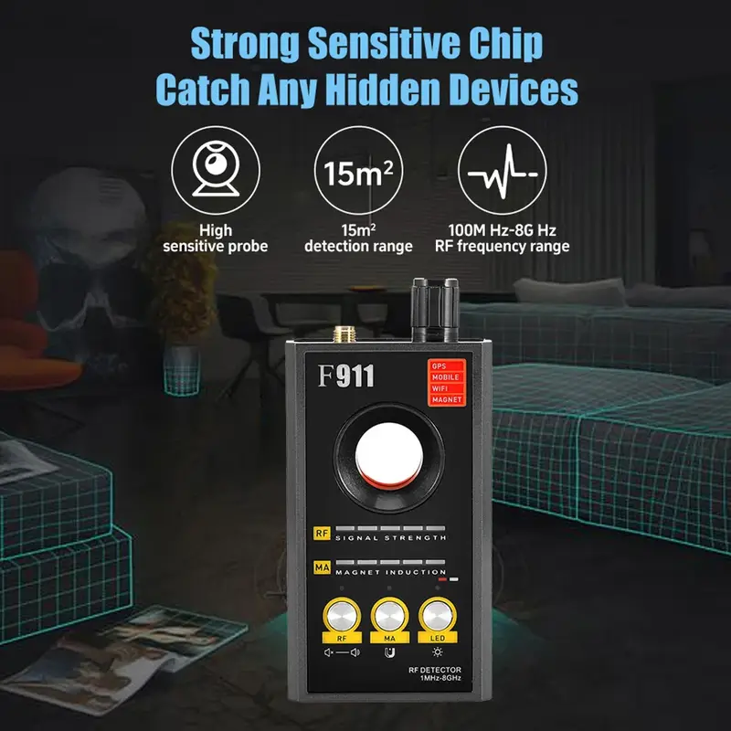 F911 Hidden Camera Detectors , Anti Spy Camera Finder, GPS Tracker Detectors, Bug&Hidden Devices Detector ,RF detectors - Image 4