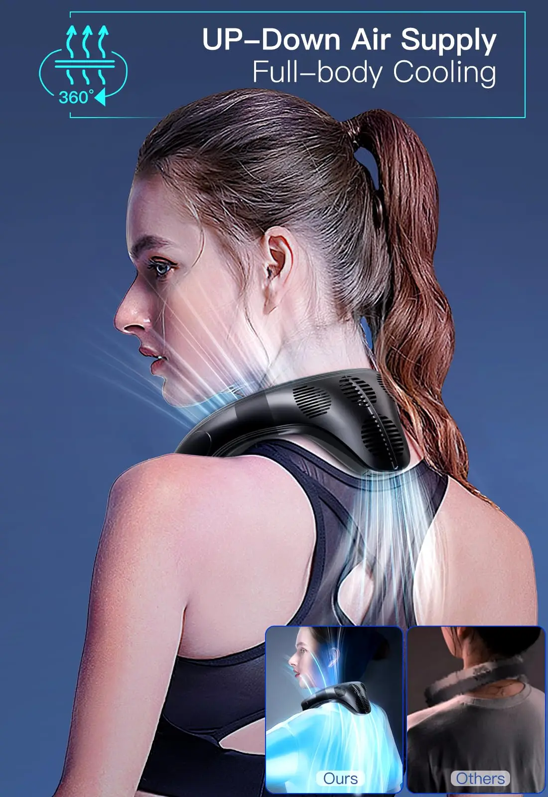 휴대용 목 에어컨, 목 선풍기 충전식 반도체 냉각 블레이드리스 선풍기, 야외 개인 선풍기 웨어러블 쿨러, 신제품 