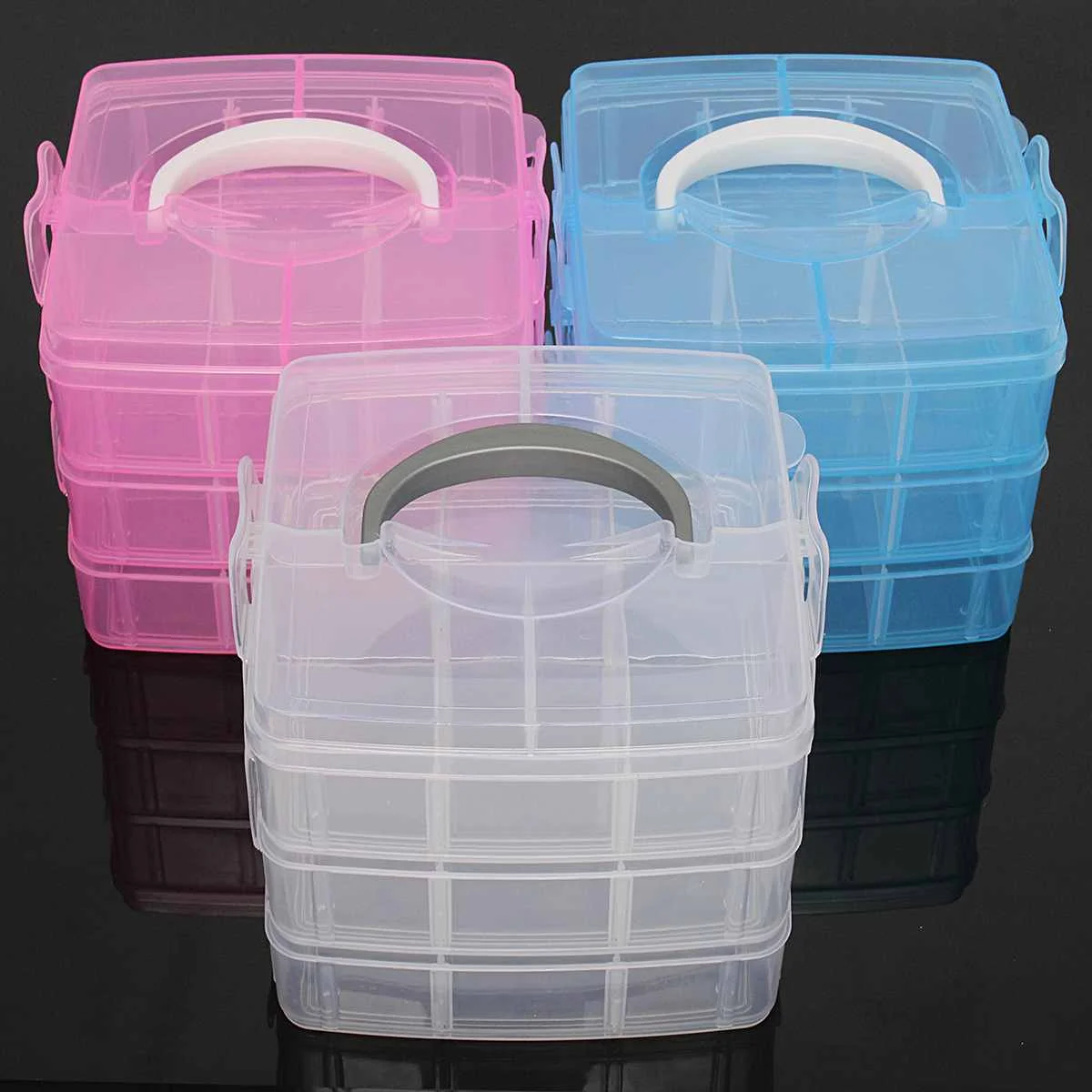 3 Layers 18 Compartments Clear Storage Box Container Jewelry Bead