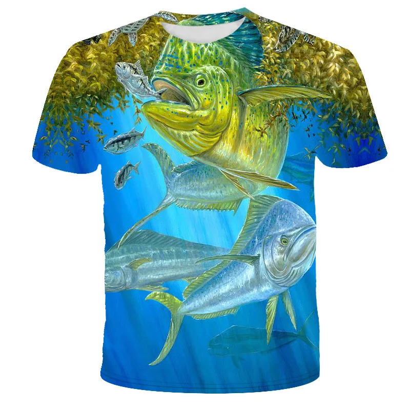 Marine Fish Print Short Sleeve T Shirt