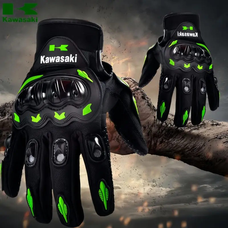 Kawasaki motorcycle gloves full finger gloves anti slip and wear-resistant off-road racing bicycle protective equipment gloves 1