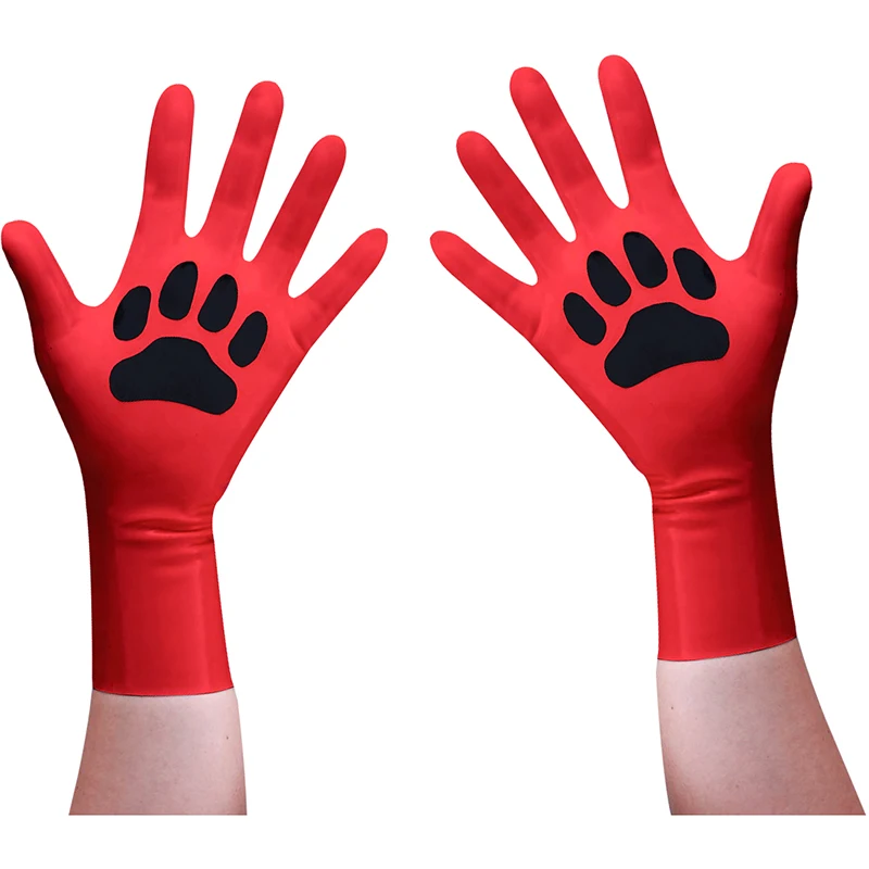 

Красные и черные пикантные короткие латексные перчатки для щенков с отделкой для собак резиновые варежки