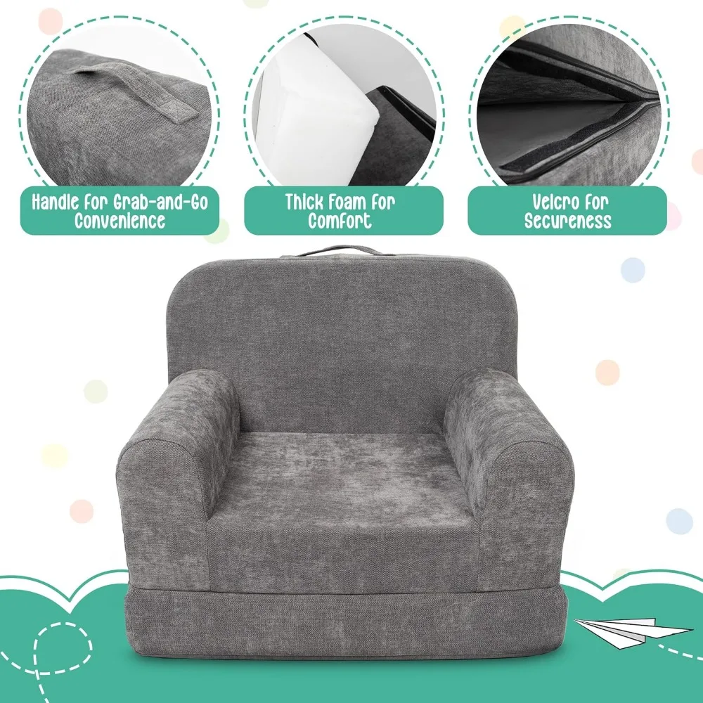 Children's Sofa - 2-in-1 Convertible Fold Out Couch & Lounger, Perfect for Kids Flip Out Chair Ideal for Playroom 5
