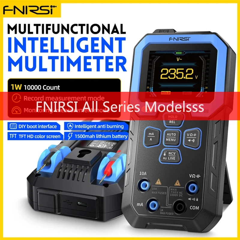 

FNIRSI DMT-99 Digital Multimeter 9999 Counts Smart Professional Tester 1000V 10A True RMS Auto Range AC DC Ohm Hz Capacitance