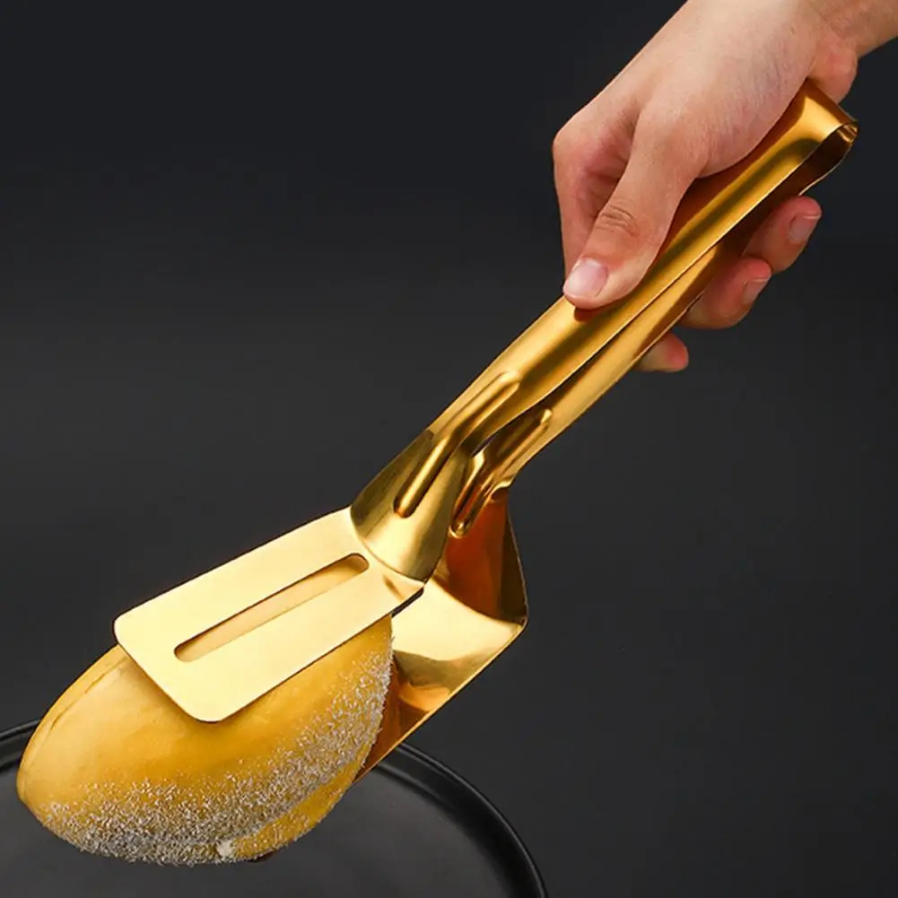 

1PC Stainless Steel Food Clip Hollow Long Handle Steak Meat Fish Frying Barbecue Serving Clamp Tong Spatula Kitchen Supplies