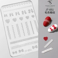 Wool Lace Grid Bowknot Heart Star Christmas Snowflakes Silicone Carving Mold Mould Nail Art Accessory Manicure Tool DIY Template 1