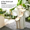 31.25 "H4 Layer Waterfall Fountain with LED Lights and Water Pump, Garden Backyard, Ceramic Floor Lotus Leaf Texture Fountain 5