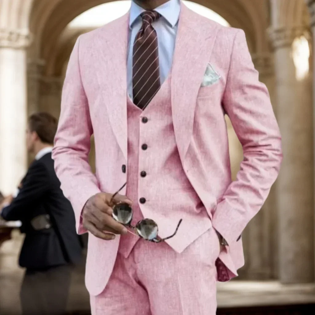 Regular Suit for Men Stylish 3 Piece Blazer Vest and Pant Set Elegant Tuxedo Set Wedding Ceremony Business Classic Costume Coat