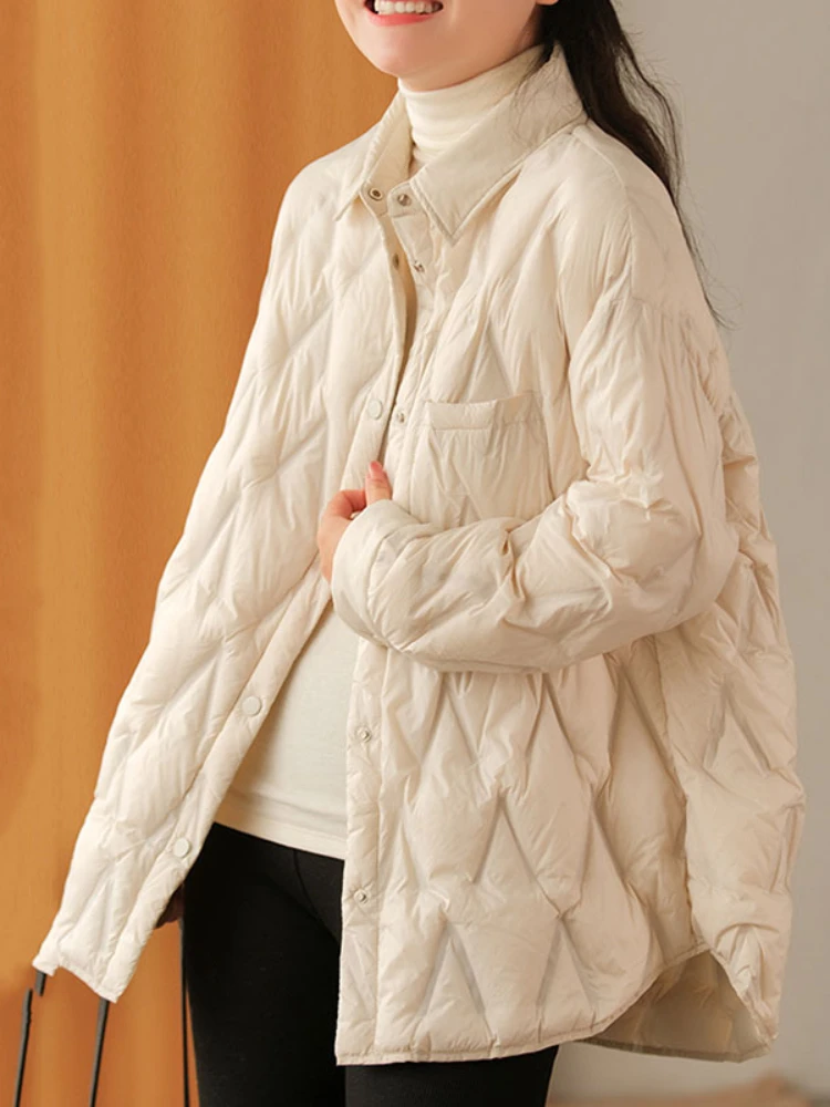 

LY VAREY LIN New Autumn Winter Ultra Light Jacket Women Casual Single Breasted 90% White Duck Down Coat Lady Warm Outwear Parkas