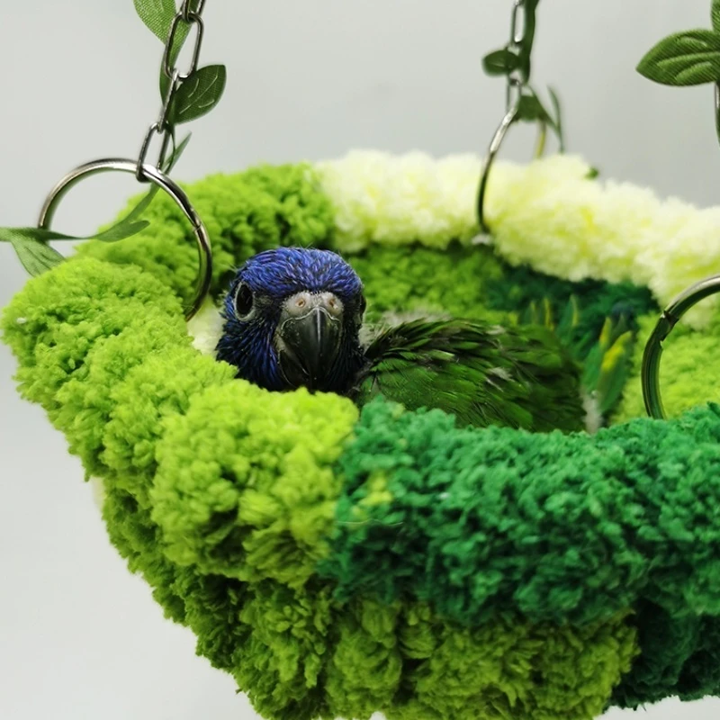 New Bird Nest Warm Hammock Green Forest Series Bird Nest Pet Animal Fun Toy Swing Plush Doll Room Decoration Storage Cute Gift 6