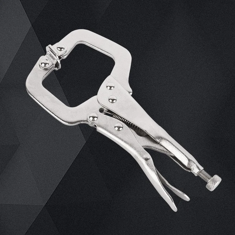 C clamp welding clip wood repair with folds pliers grip locking jaw rotating plate woodwork steel alloy hand tool spring clamp