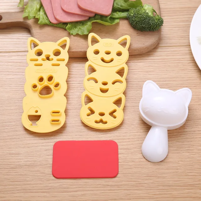 Japanese Style Sushi Decoration Tool Cartoon Cat Shape Sushi Rice ball Mold set 3