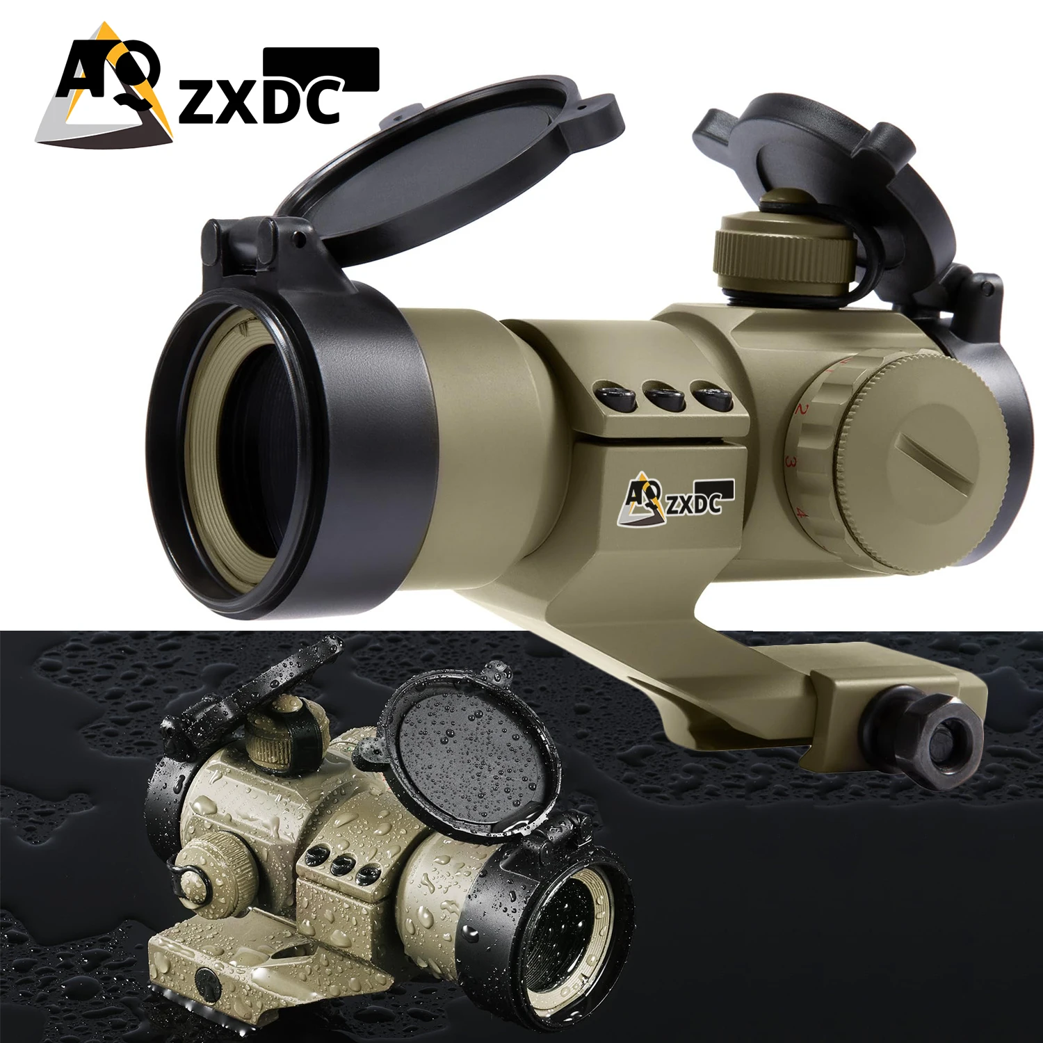 

1x30 4 MOA Red Green Dot Tactical Reflex Sight with Sandy color Picatinny Cantilever Mount, Rifle Holographic Scope for Hunting