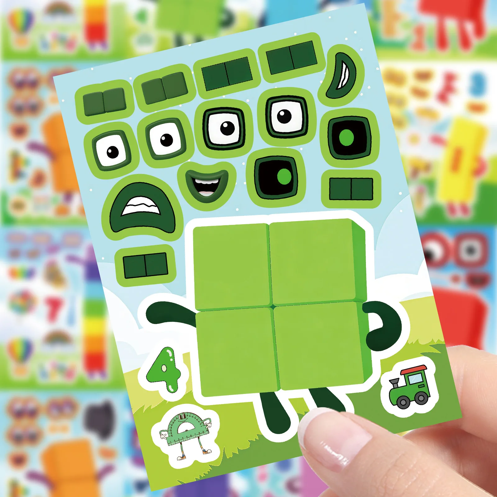 8/16 Fogli di Adesivi Puzzle con Numeri e Cartoni Animati per Decorare Quaderni, Scatole, Frigoriferi, Impermeabili e Fai-da-Te - immagine 2