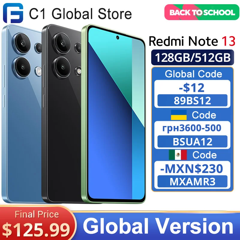 Global Version Xiaomi Redmi Note 13 Smartphone Snapdragon® 685 108MP camera 120Hz AMOLED display 33W charging
