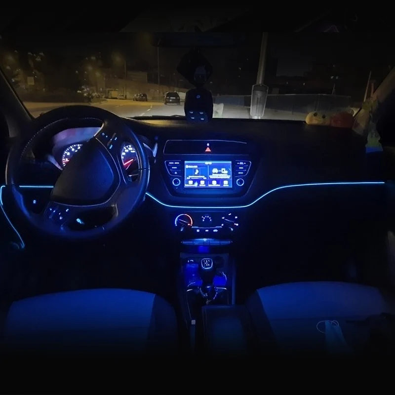 Car Interior Accessories Atmosphere Lamp EL Cold Light Line With Wiring driven DIY Decor Dashboard Console Auto Cold Lights 1m