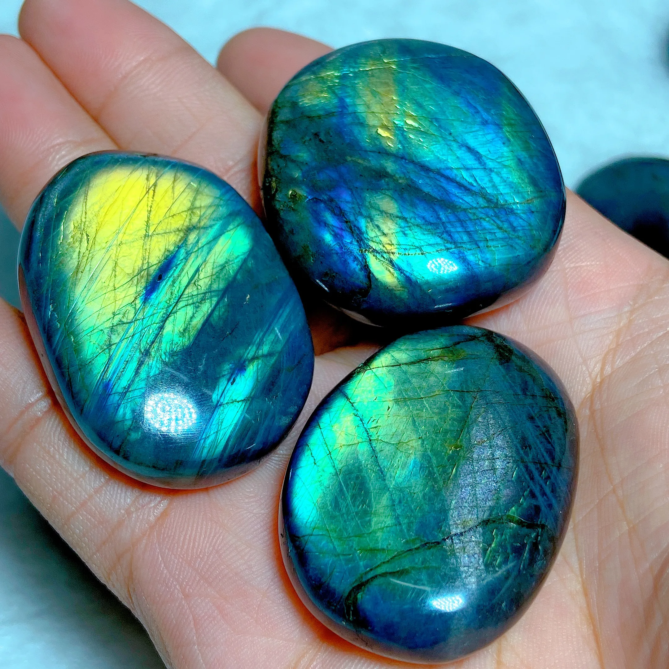 7x15mm Blue Rainbow Labradorite Stone Beads - Natural Gemstone Spike Beads For Jewelry Making