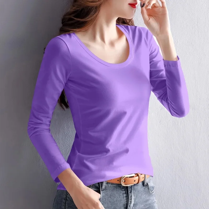 Light purple round neck long sleeve
