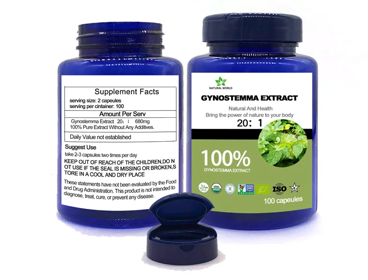 Organic Gynostemma Extract Powder Jiaogulan Gypenosides Powder gypenoside gynostemma Pentaphylla Gynostemma Pentaph 100pcs/bottle