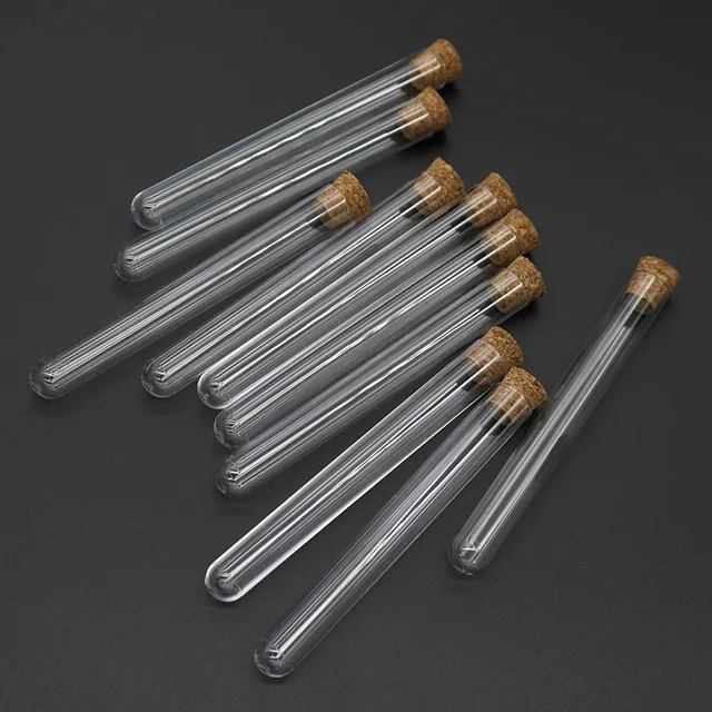 10 Darab Műanyag Laboratóriumi Tesztcső 12X100 Mm Átlátszó Kémcső Parafa Dugókkal Iskolai Kiegészítők - Image 4