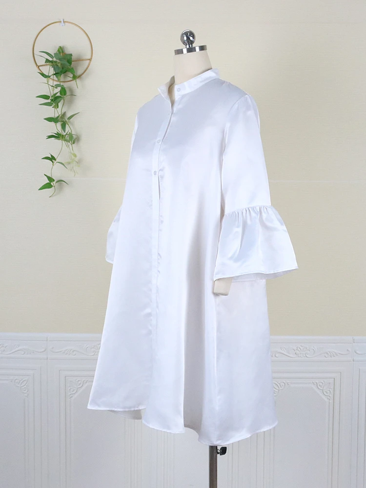 Dresses Plus Size Three Quater Lantern Sleeve Oversized Knee Length Casual Office Lady Evening Birthday Party Afircan Gowns XXXL