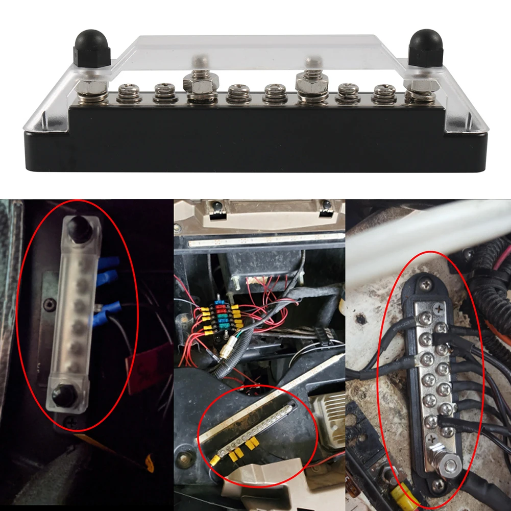 Positive Negative Bus Bar Battery Power Distribution Block 4 X M6 Car Terminal Block Studs 6 X M4 Terminal Bus Screws for Boat