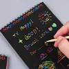 10 Sheets Fun Magic Drawing Book Toy DIY Scratch Notebook Black Cardboard Children Learning Toys Scratch Art Painting Doodle 1
