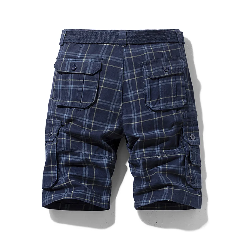 2022 Summer Men Cargo Shorts Mens Cotton Casual Breeches Stripe Quick Dry Multi Pocket Shorts Fashion Beach Pants Shorts Male 2