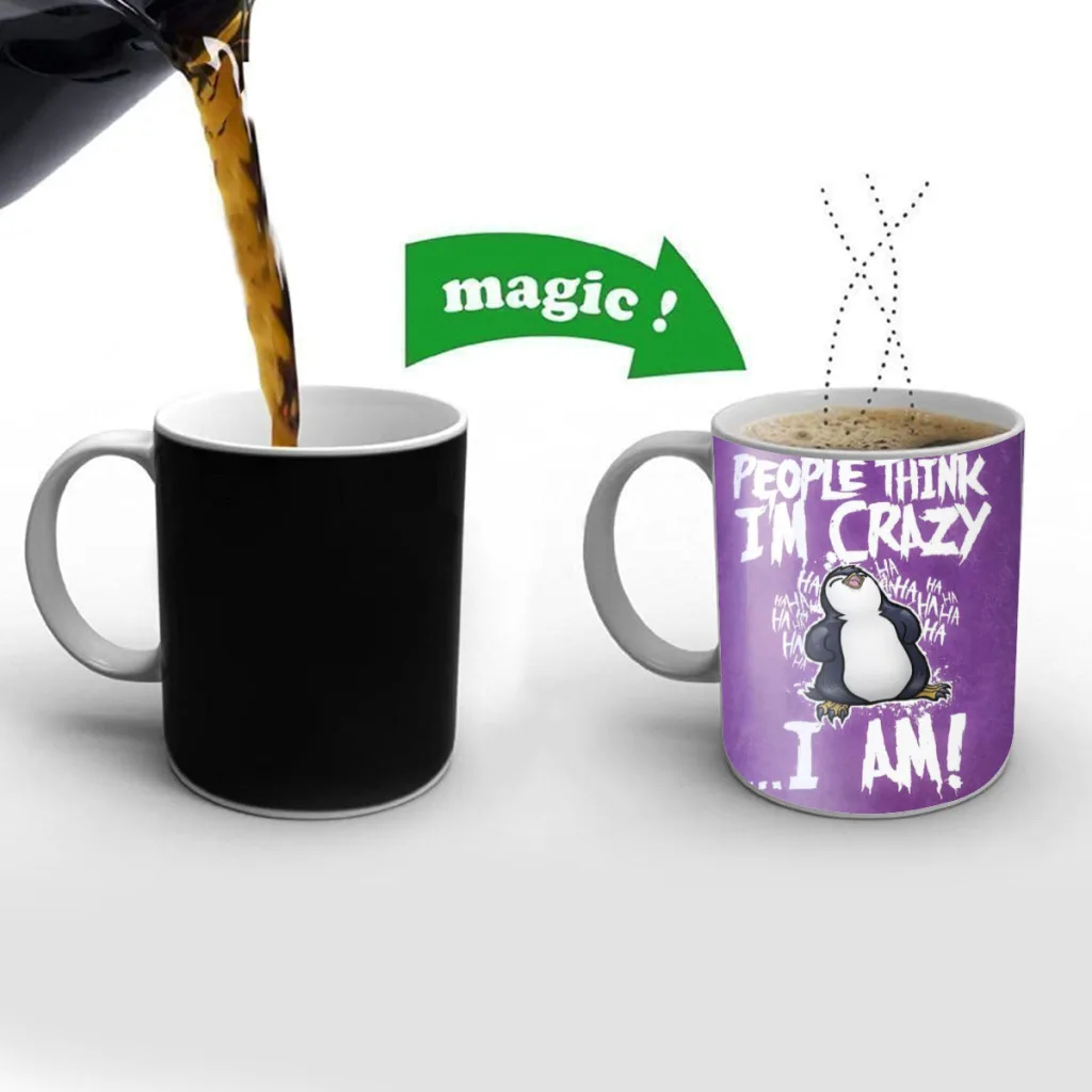 

Crazy-P-enguin-Cute-Cartoon Ceramic Coffee Mugs Color Change Tea Cup Milk Cups Interesting Gifts