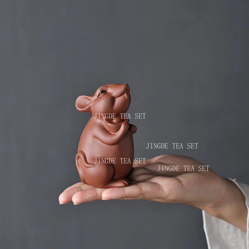 Purple Clay Tea Pet Attracting Wealth and Wishful Decoration Tea Play Handmade Zodiac Tea Tray Decoration Teaset Accessories