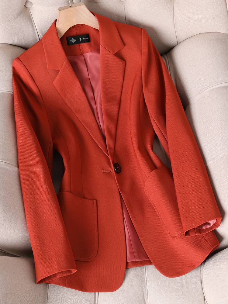 

Spring Autumn Black White Women Blazer Long Sleeve Single Button Office Ladies Jacket Business Work Wear Formal Coat With Pocket
