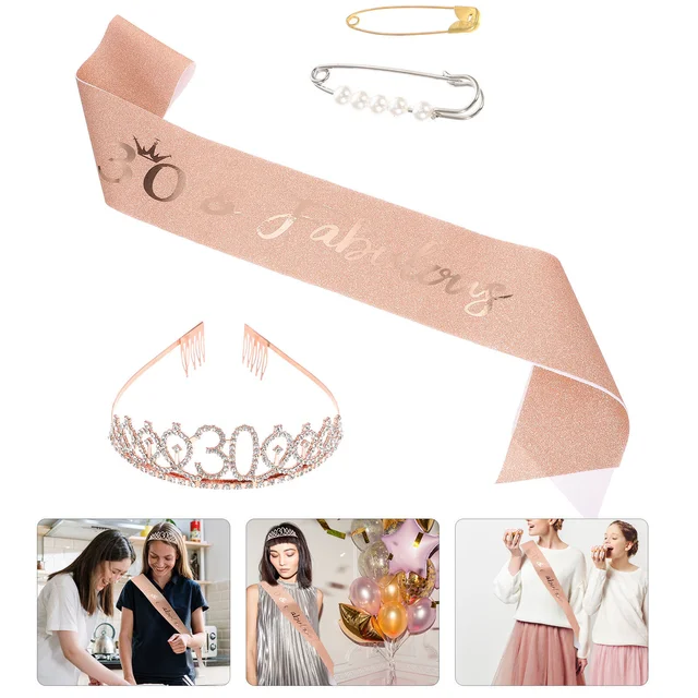 Boldog Születésnapot Sash Fejpánt Vállszíj Fotófotó Lányok 160X9.5 Cm -Es Elasztikus Szövet 18 Party Kellékek A Nők Hiányoznak - Image 5