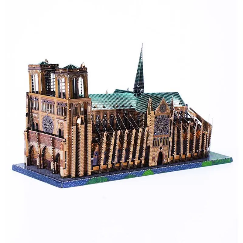 Colorful Notre Dame de Paris 3D metal puzzle model jigsaw puzzle difficult handmade ornaments diy 5