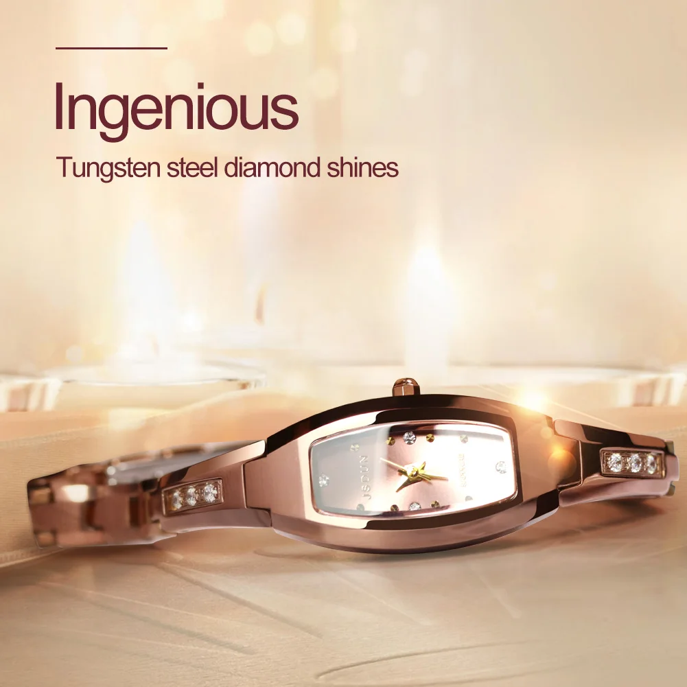 JSDUN 女性 クォーツ時計 タングステンスチール ローズゴールド カジュアル 腕時計 Ladies watch : OUPINKE メンズ 自動巻き 機械式 トノ ダイヤモンド