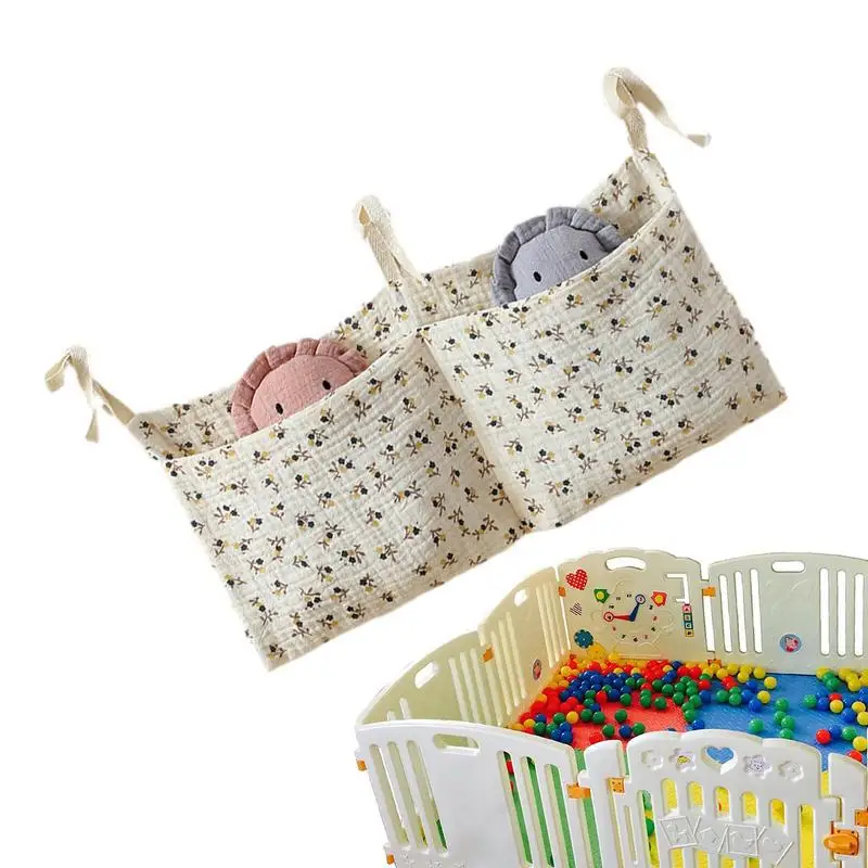 

2 Pockets Portable Baby Crib Storage Bag Nappy Organizer Multifunctional Newborn Bed Headboard Diaper Bag For Kids Baby Items