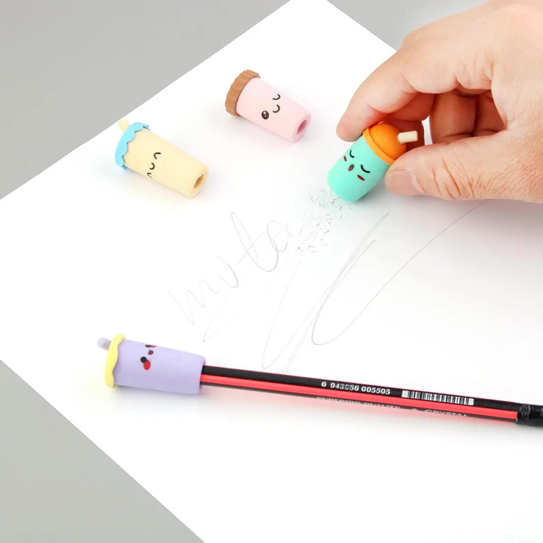 MOTARRO 4Pcs Cute Eraser Pencil Toppers Clip on Pencil for Students School Supplies Classroom Games Rewards Puzzle Erasers pencil eraser