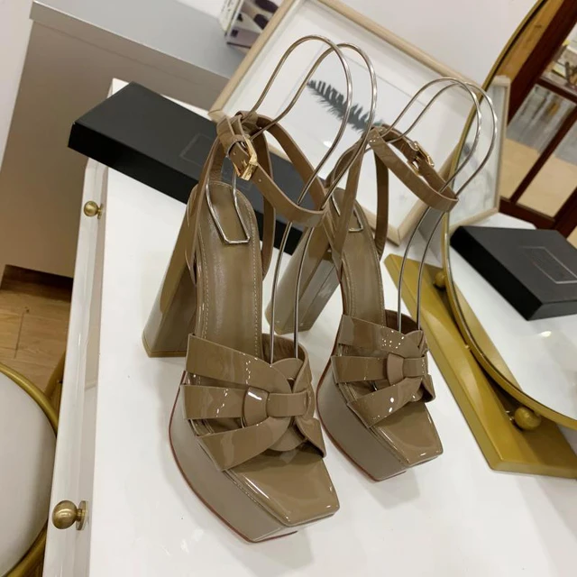 Mode femmes sandales marque de luxe chaussures pour femmes élégant fête talons hauts en cuir imperméable chaussures de bureau Sexy chaussures de rencontre 1